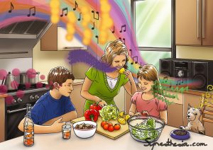 You can support your synesthetic children by experiencing synesthesia in daily life. For example in the kitchen you can taste and smell and maybe you percieve colors and shapes
